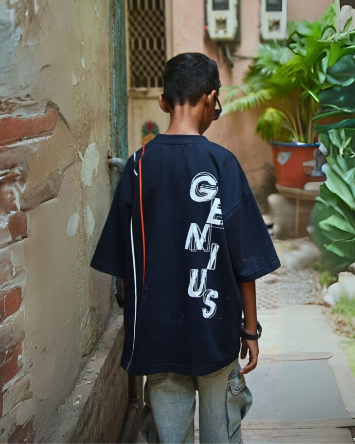 PURE GENIUS BLUE OVERSIZED BOX TEE - Image 2